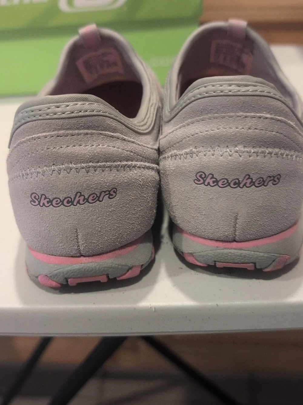 Skechers Women's Slip-On Sneakers in Gray and Pink - Picture 5 of 8
